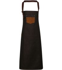 Džínsová zástera s náprsenkou a umelou kožou PR136 Premier Workwear